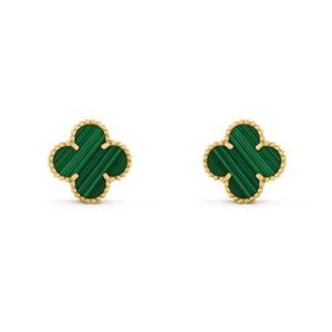 18k yellow gold plated over 925 silver Green Shell four leaf clover push back st